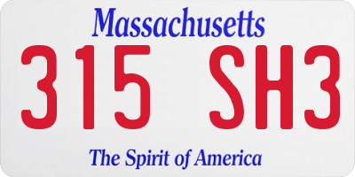 MA license plate 315SH3