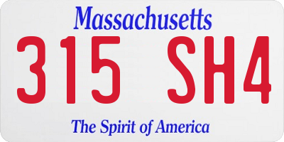 MA license plate 315SH4