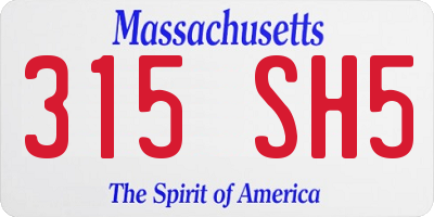 MA license plate 315SH5