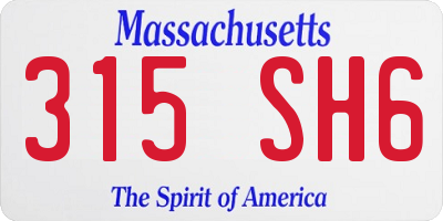 MA license plate 315SH6