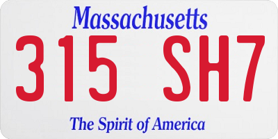 MA license plate 315SH7