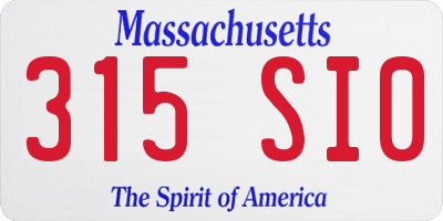 MA license plate 315SI0
