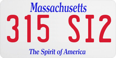 MA license plate 315SI2