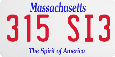 MA license plate 315SI3