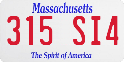 MA license plate 315SI4