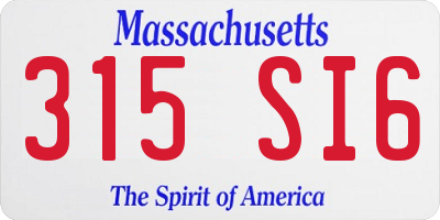 MA license plate 315SI6