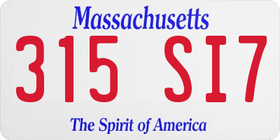 MA license plate 315SI7