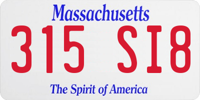 MA license plate 315SI8