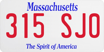 MA license plate 315SJ0