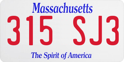 MA license plate 315SJ3