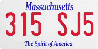 MA license plate 315SJ5