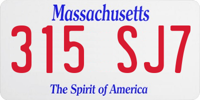 MA license plate 315SJ7