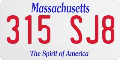 MA license plate 315SJ8