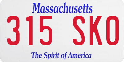 MA license plate 315SK0