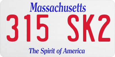 MA license plate 315SK2