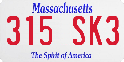 MA license plate 315SK3