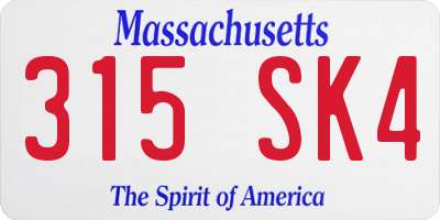 MA license plate 315SK4