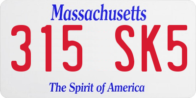 MA license plate 315SK5