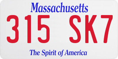 MA license plate 315SK7