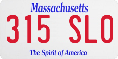 MA license plate 315SL0