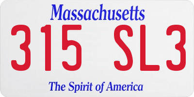 MA license plate 315SL3