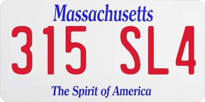 MA license plate 315SL4