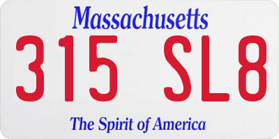 MA license plate 315SL8