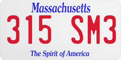 MA license plate 315SM3