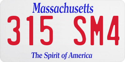 MA license plate 315SM4