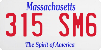 MA license plate 315SM6