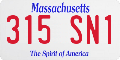 MA license plate 315SN1
