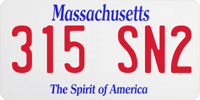 MA license plate 315SN2
