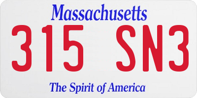 MA license plate 315SN3