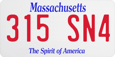 MA license plate 315SN4