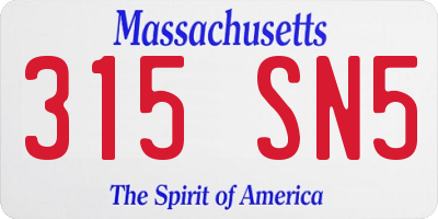 MA license plate 315SN5