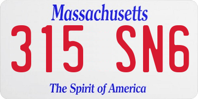 MA license plate 315SN6