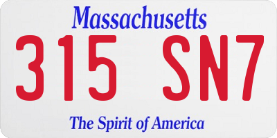 MA license plate 315SN7