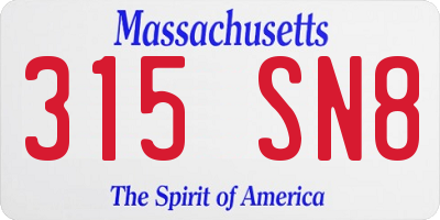 MA license plate 315SN8