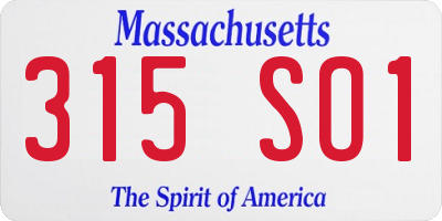 MA license plate 315SO1