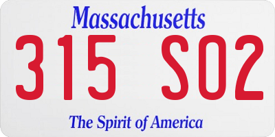 MA license plate 315SO2