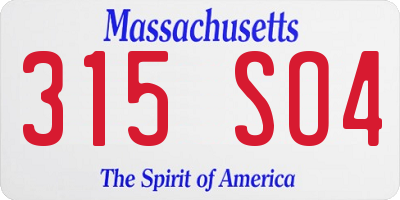 MA license plate 315SO4