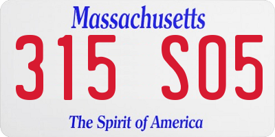 MA license plate 315SO5