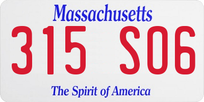 MA license plate 315SO6