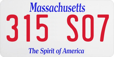 MA license plate 315SO7
