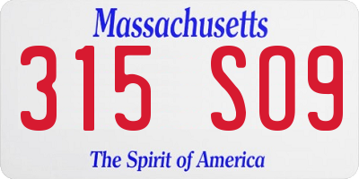 MA license plate 315SO9