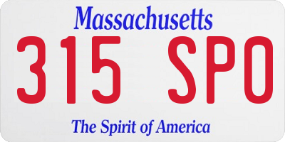 MA license plate 315SP0