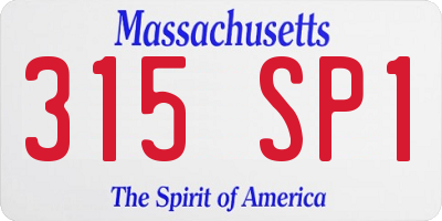 MA license plate 315SP1