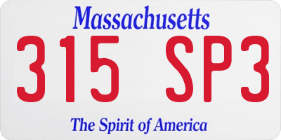 MA license plate 315SP3