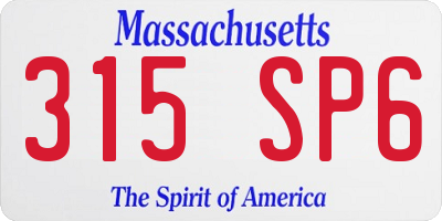 MA license plate 315SP6