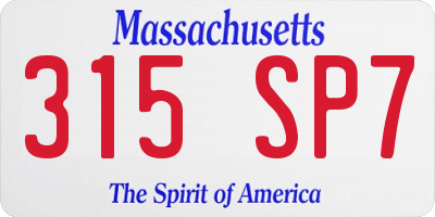 MA license plate 315SP7